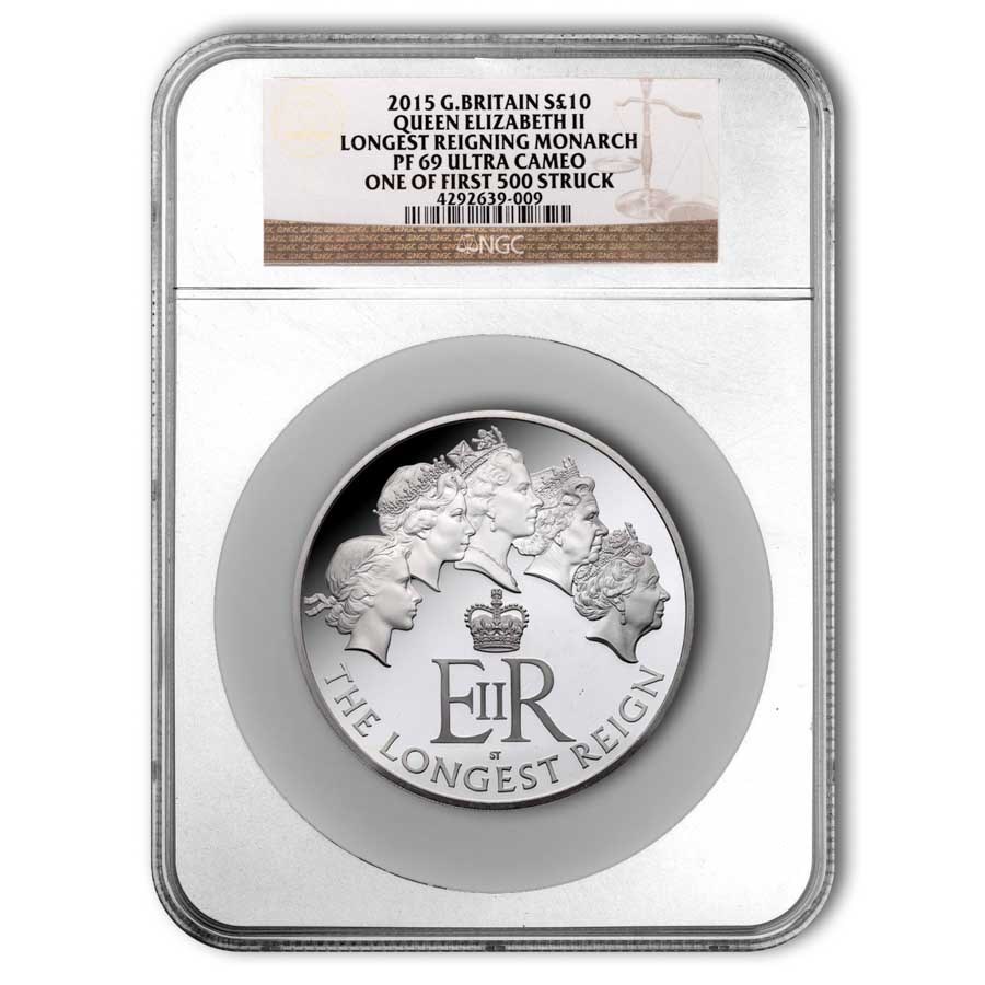 2015 GB 5 oz Silver Longest Reigning Monarch PF-69 NGC (1st 500)