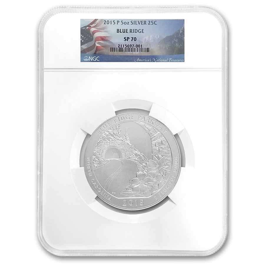 2015-P 5 oz Silver ATB Blue Ridge SP-70 NGC