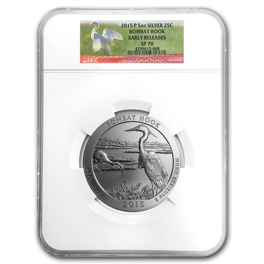 2015-P 5 oz Silver ATB Bombay Hook SP-70 NGC (Early Release)