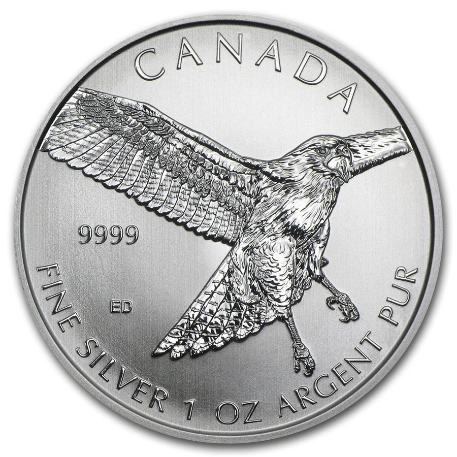 2015 RCM 1 oz Silver Birds of Prey Series Red-Tailed Hawk