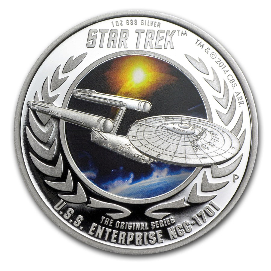 Buy 2015 Tuvalu 1 oz Silver Star Trek Colored Proof (Enterprise #1) | APMEX