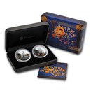 2015 Tuvalu 2-Coin 1 oz Silver Lunar Good Fortune Proof Set