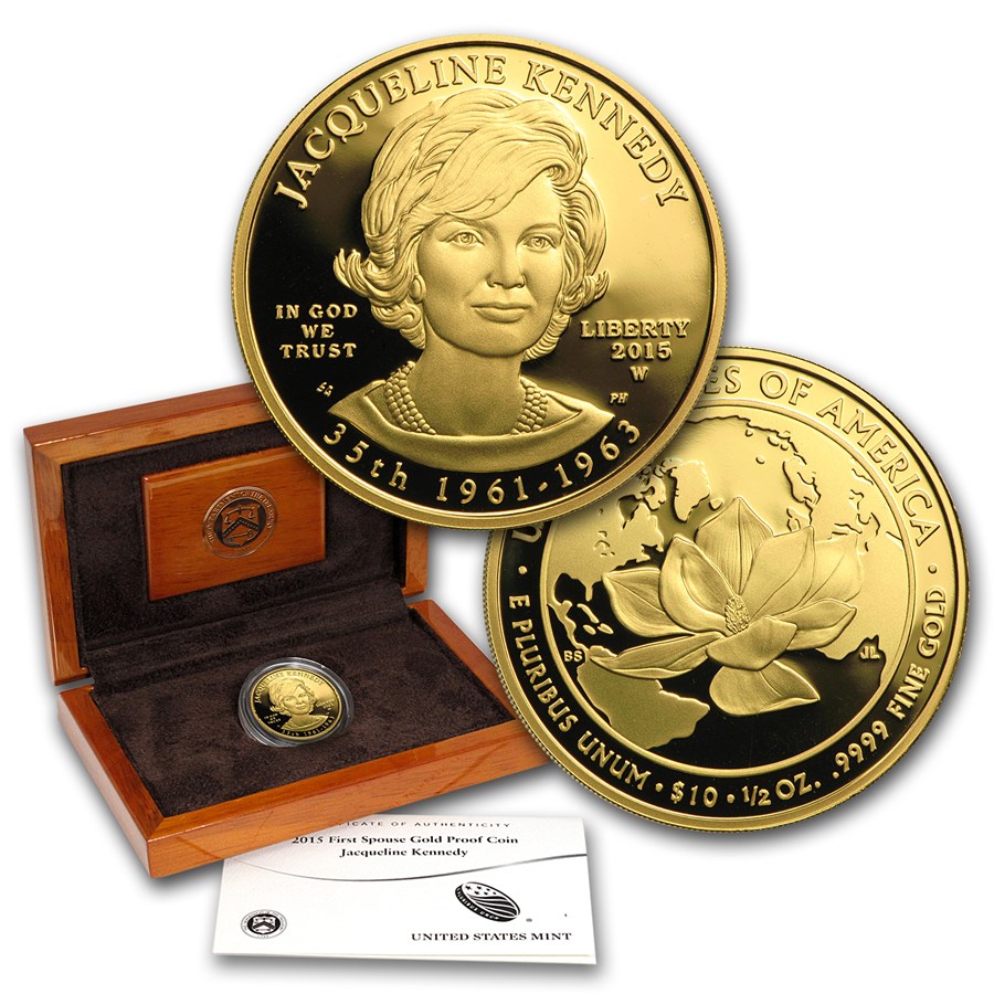 2015-W 1/2 oz Proof Gold Jacqueline Kennedy (w/Box & COA)