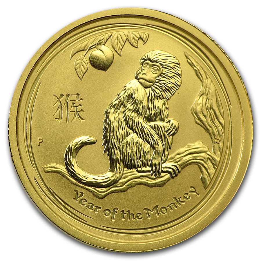 2016 Australia 1/4 oz Gold Lunar Monkey BU