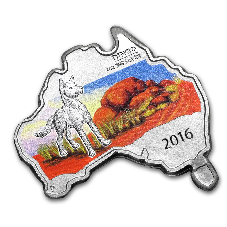 2016 Australia 1 oz Silver Wild Dingo (Map Shape)