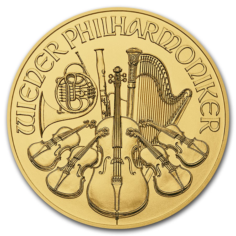 2016 Austria 1/25 oz Gold Philharmonic BU