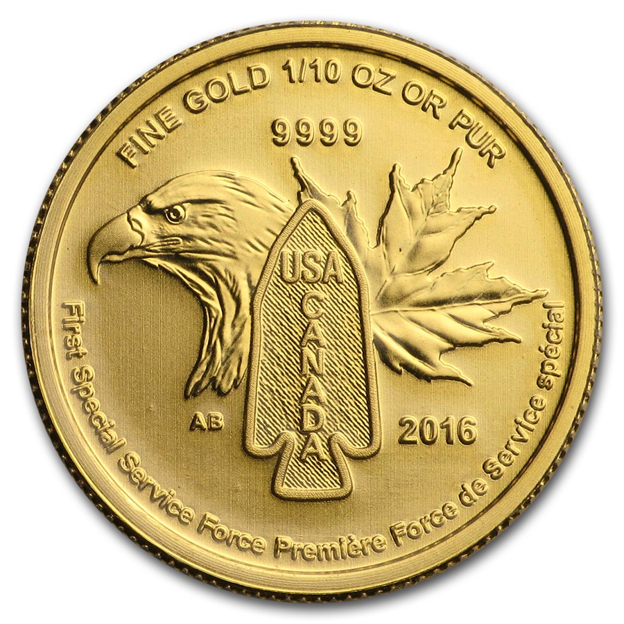 2016 Canada 1/10 oz Gold $5 Special Service Force BU