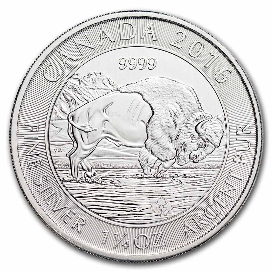 2016 Canada 1.25 oz Silver $8 Bison BU (Milk Spots)