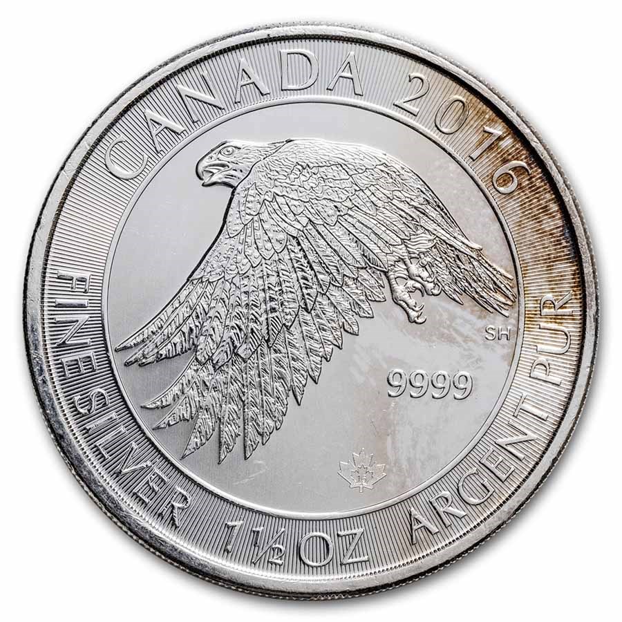 2016 Canada 1.5 oz Silver $8 White Falcon (Abrasions)