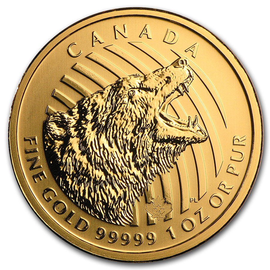 2016 Canada 1 oz Gold Roaring Grizzly .99999 BU (Dmgd/No Assay)