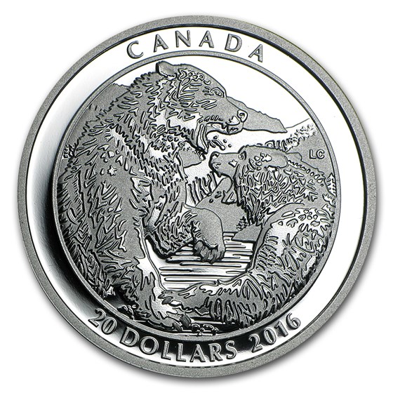 2016 Canada 1 oz Silver Grizzly Bear The Battle 