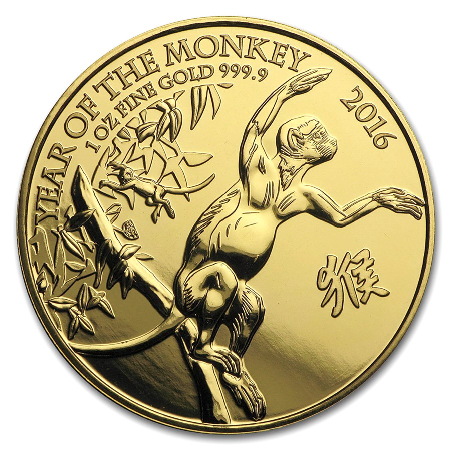 2016 Great Britain 1 oz Gold Year of the Monkey BU