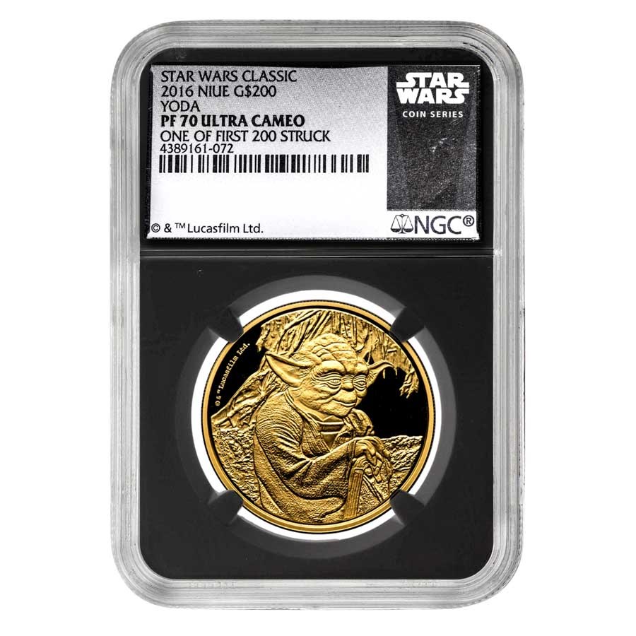 2016 Niue 1 oz Gold $200 Star Wars Yoda PF-70 UCAM NGC 1st 200