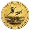 2016 Tuvalu 1/10 oz Gold Pearl Harbor BU