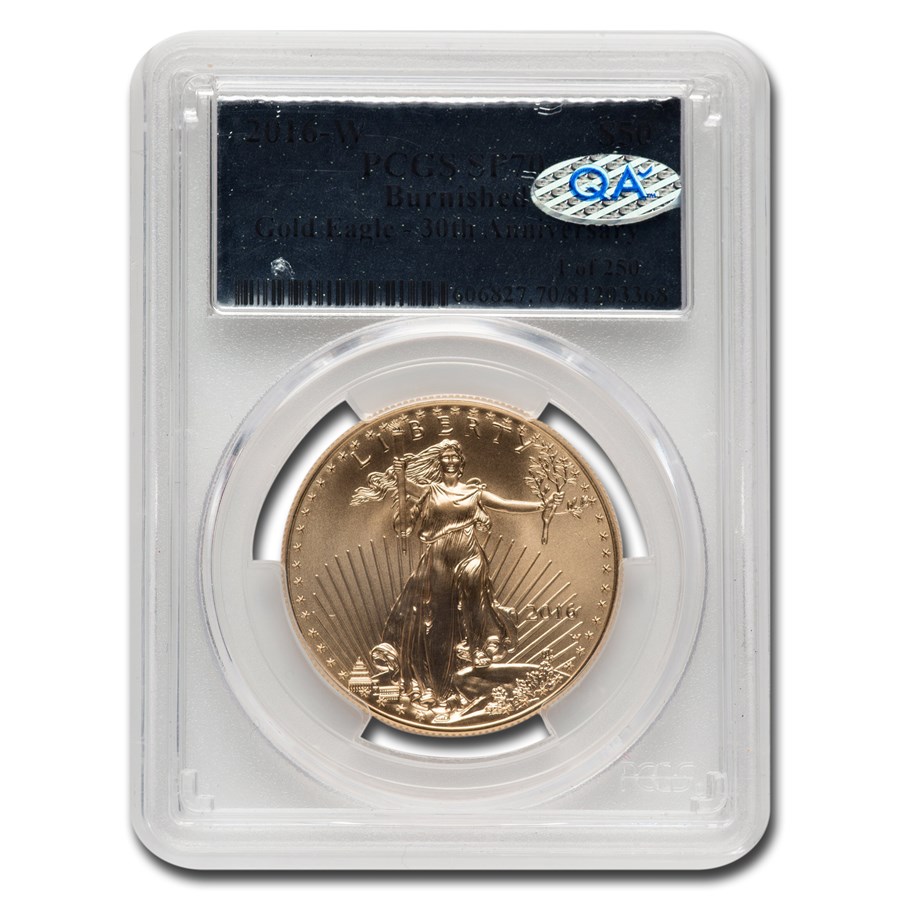 2016-W 1 oz Burnished Gold Eagle SP-70 PCGS (Silver Foil)