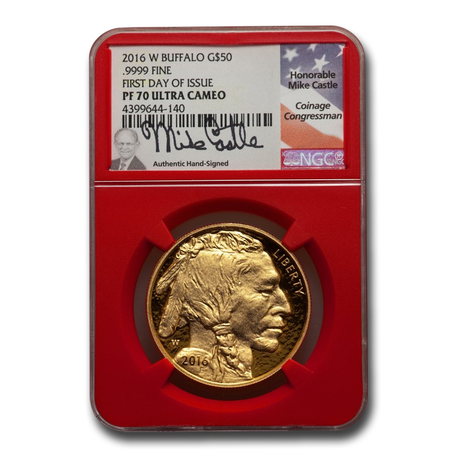 2016-W 1 oz Proof Gold Buffalo PF-70 NGC (Castle, FDI, Red)