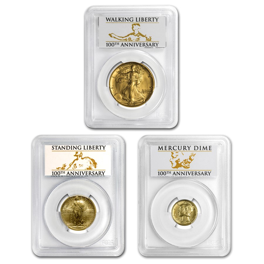 2016-W 3-Coin U.S. Mint Centennial Gold Set SP-70 PCGS (FS)