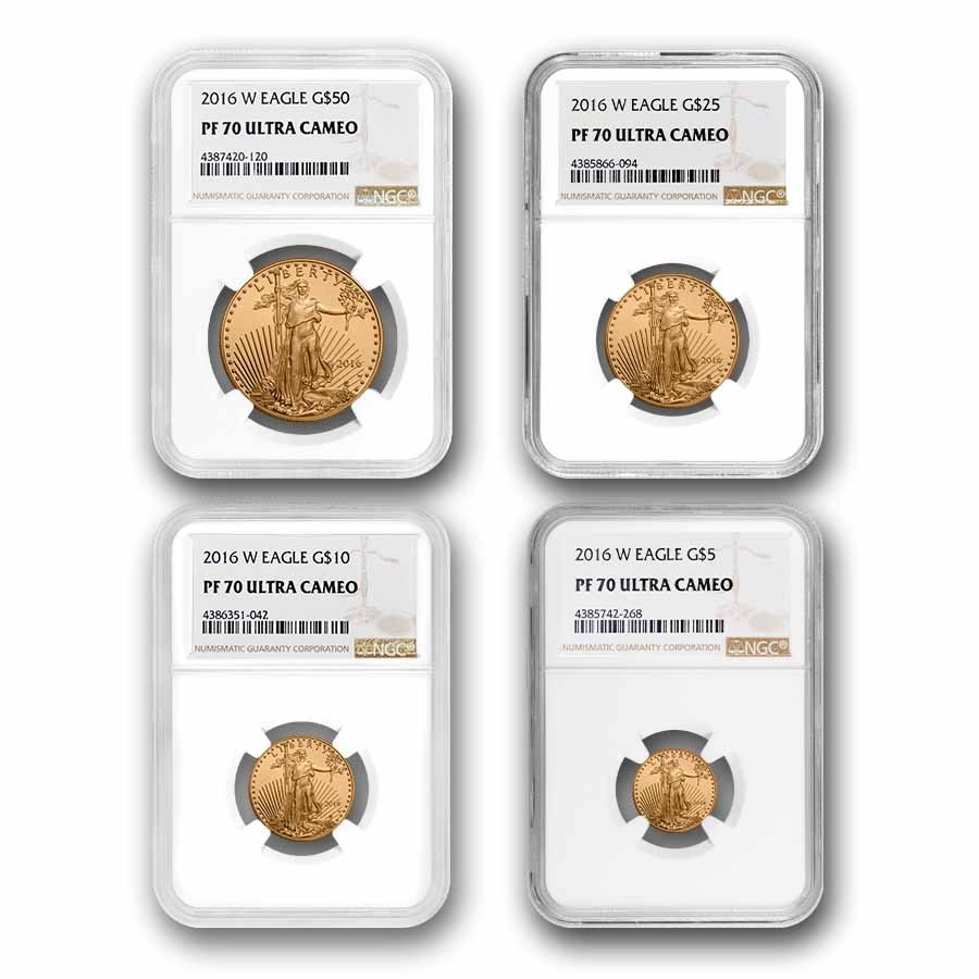 2016-W 4-Coin Proof American Gold Eagle Set PF-70 NGC