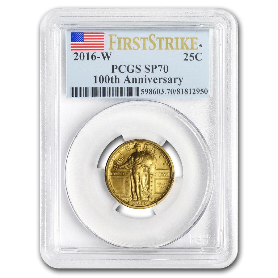 2016-W Gold Standing Liberty Quarter SP-70 PCGS (FS, Flag Label)