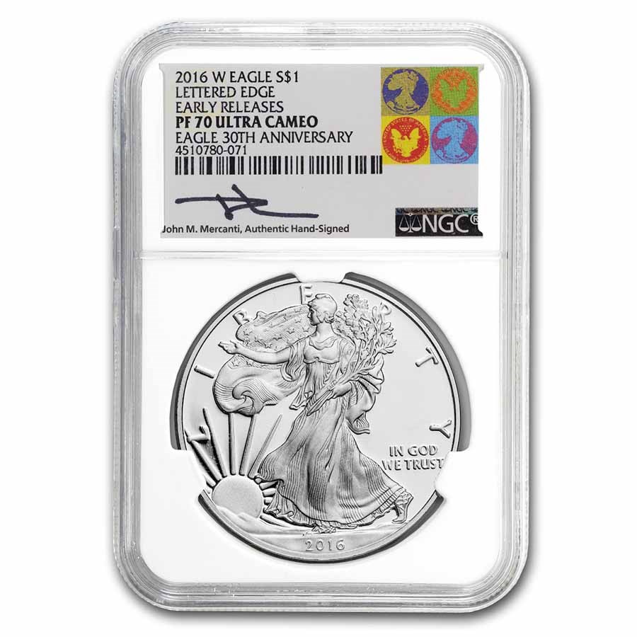 2016-W Proof Silver Eagle PF-70 NGC (ER, Mercanti)