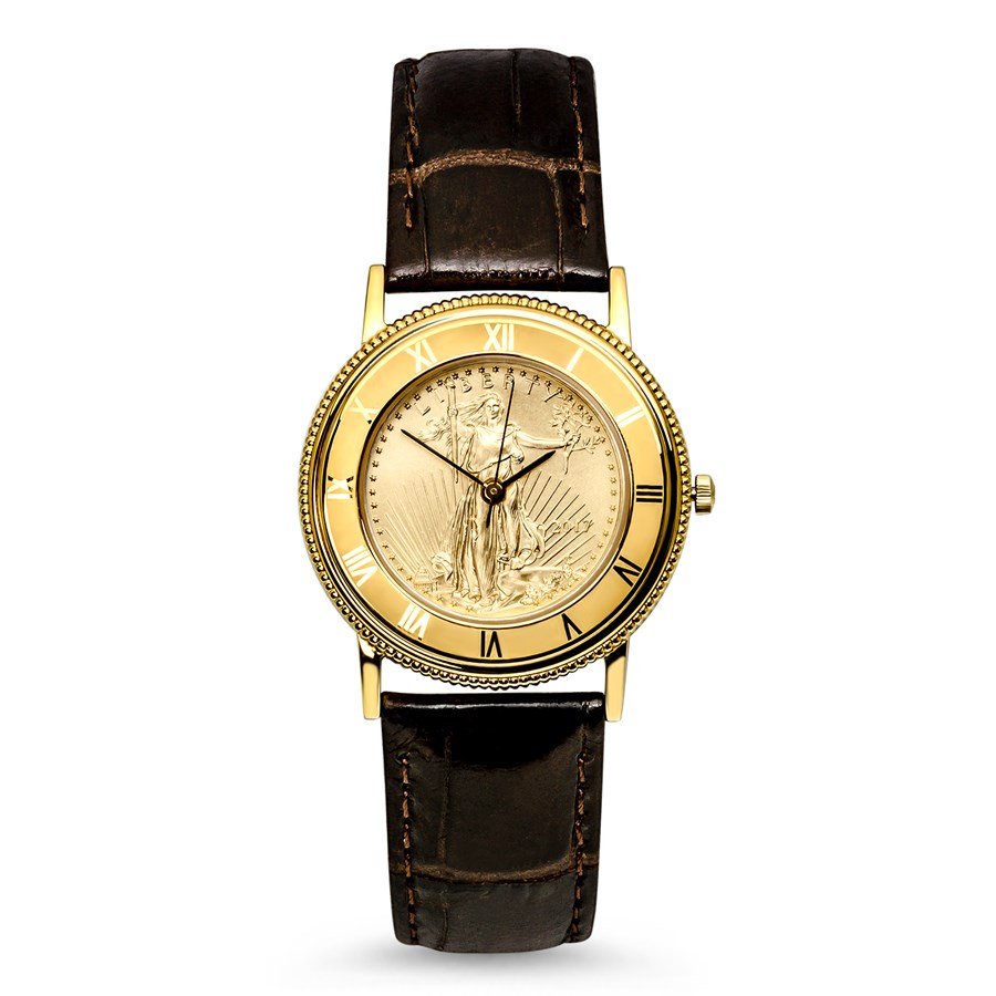 Buy 2017 1/4 oz Gold American Eagle Leather Band Watch | APMEX