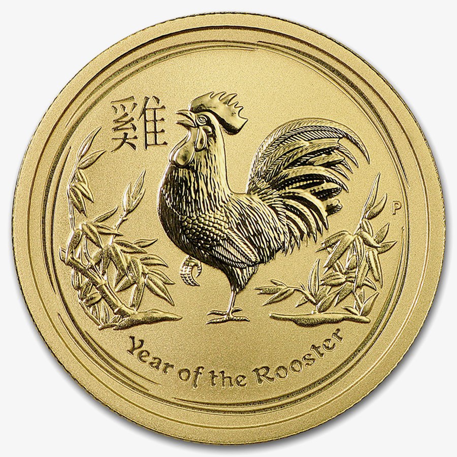 2017 Australia 1/4 oz Gold Lunar Rooster BU