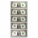 2017 (B-New York) $1.00 FRN CU (Fr#3003-B) 5 Uncut sheet
