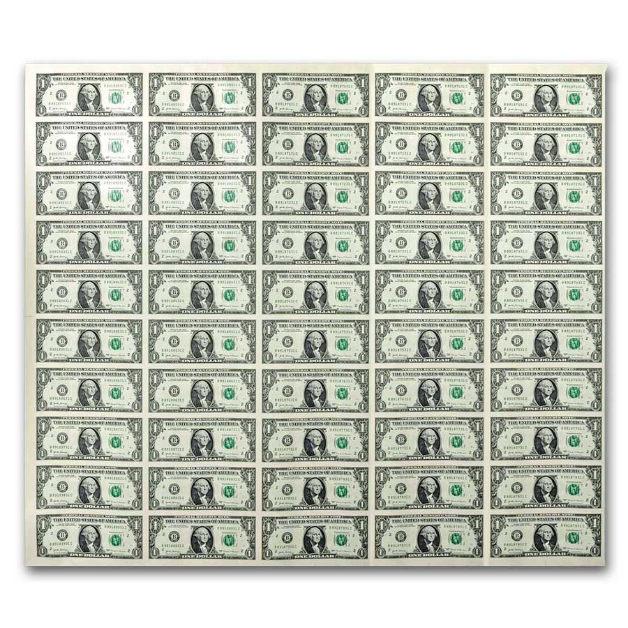 2017 (B-New York) $1.00 FRN CU (Fr#3003-B) 50 Uncut sheet