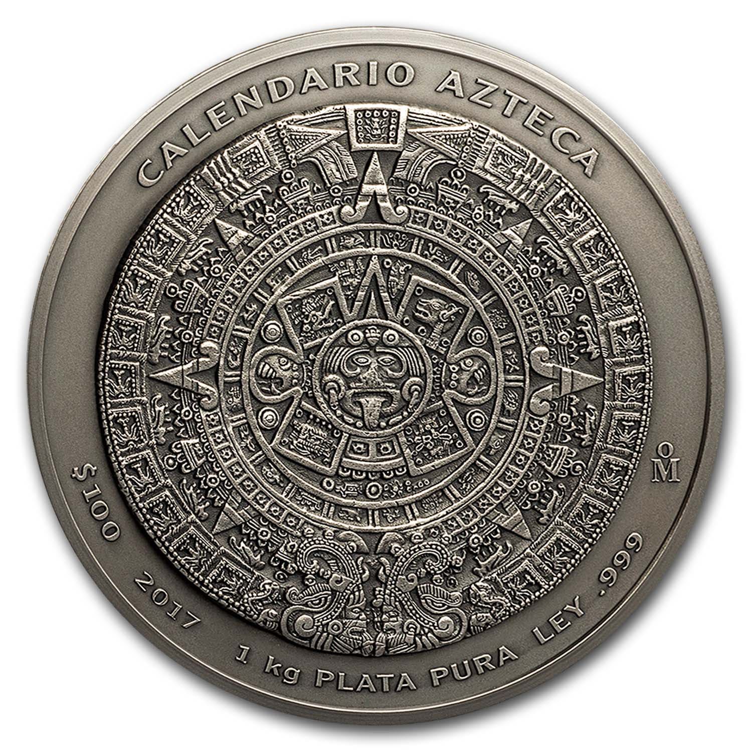 Buy 2017 Mexico 1 kilo Silver Aztec Calendar Antiqued Finish | APMEX