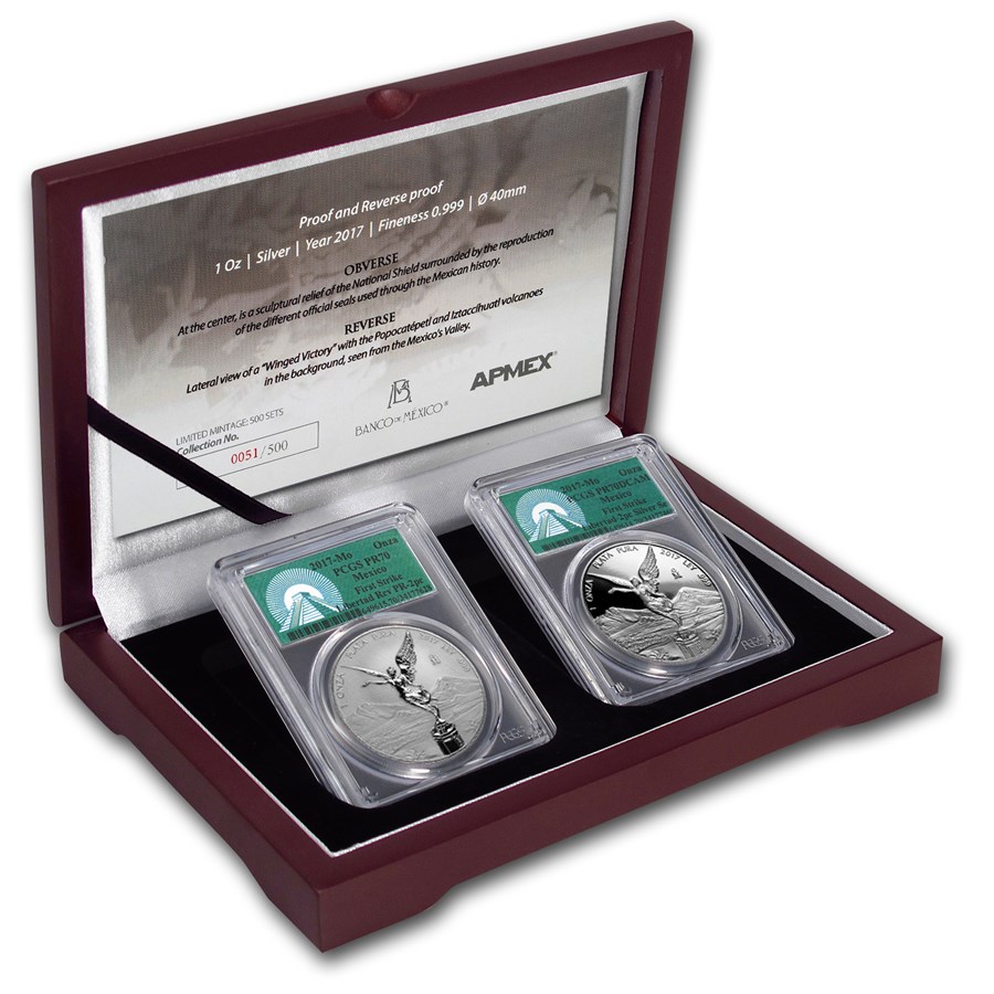 2017 Mexico 2-Coin Silver Libertad Set Proof/Reverse PR-70 PCGS