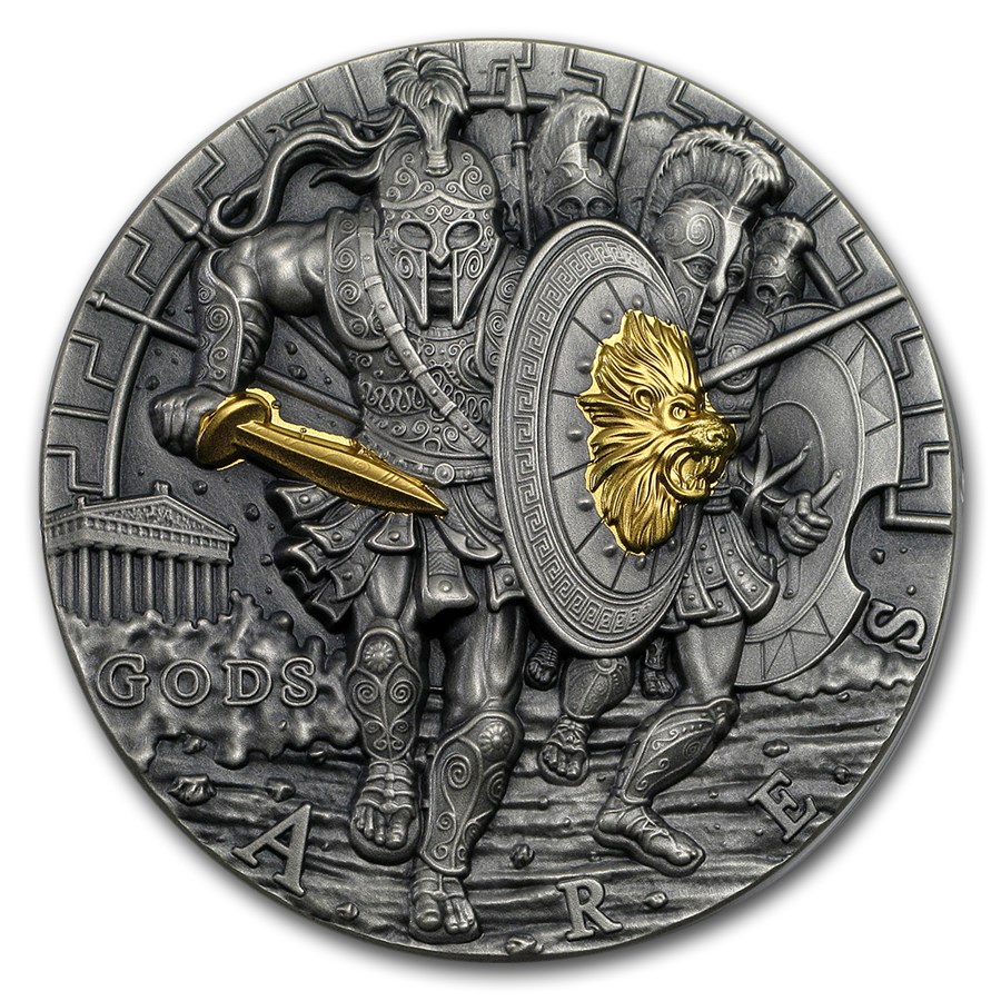 Buy 2017 Niue 2 oz Antique Silver Gods of War Ares Ultra High Relief ...