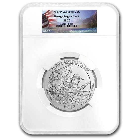 2017-P 5 oz Silver ATB George Rogers Clark SP-70 NGC