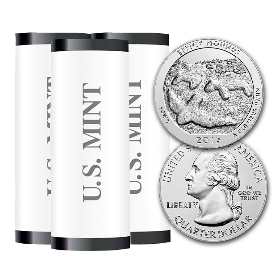 2017-PDS ATB Quarter Effigy Mounds 40-Coin (3 Roll Set) BU