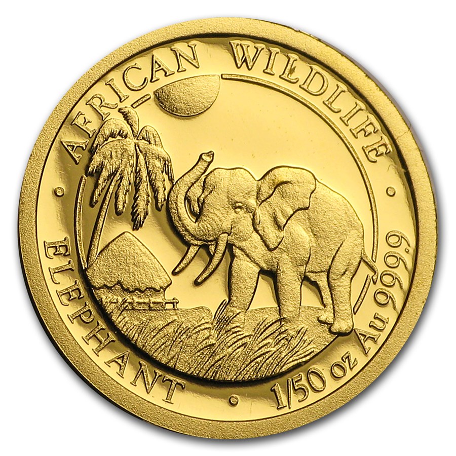 2017 Somalia 1/50 oz Gold African Elephant BU