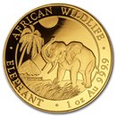 2017 Somalia 1 oz Gold African Elephant BU