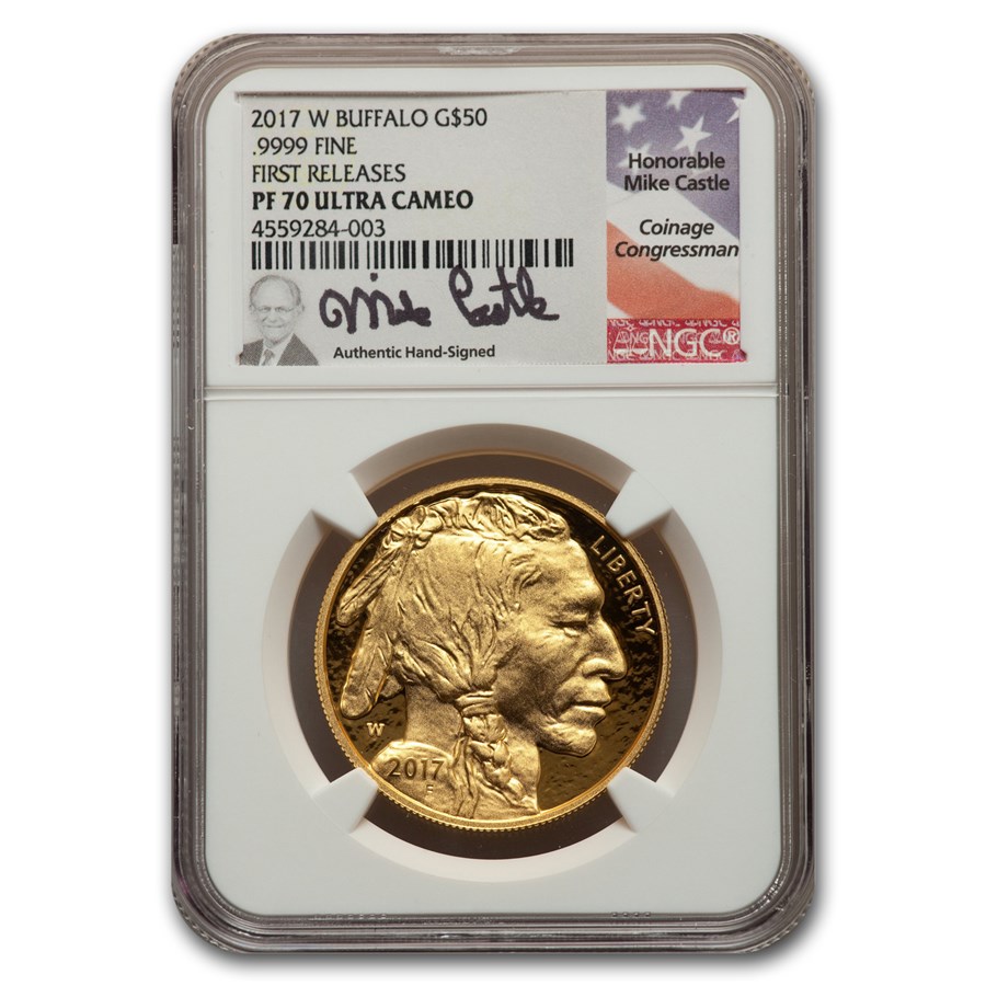 2017-W 1 oz Gold Buffalo PF-70 NGC (FR, Castle)