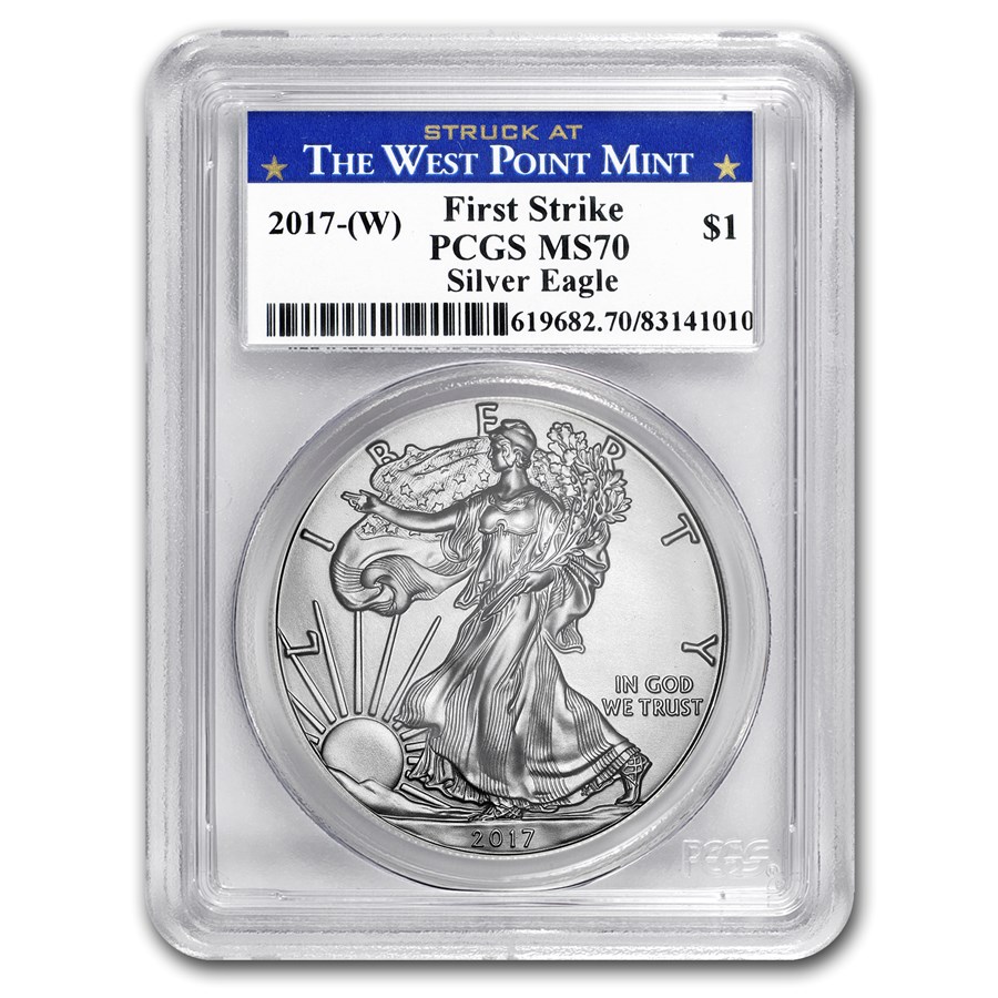 2017 (W) Silver Eagle MS-70 PCGS (FS, West Point Mint Label)
