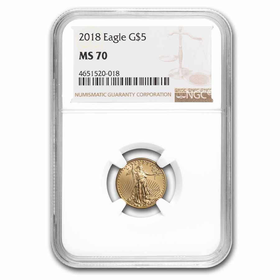 2018 1/10 oz American Gold Eagle MS-70 NGC