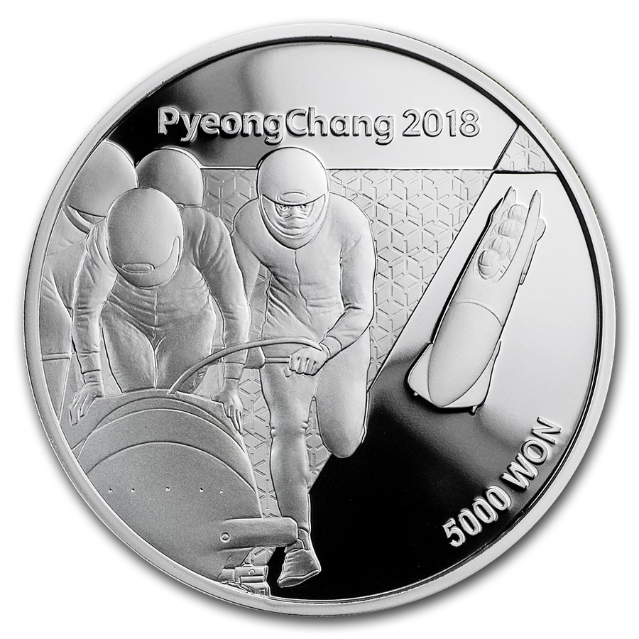 2018 1/2 oz Silver PyeongChang Winter Olympic Bobsled Proof