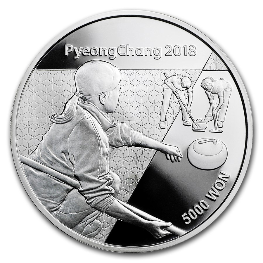 2018 1/2 oz Silver PyeongChang Winter Olympic Curling Proof