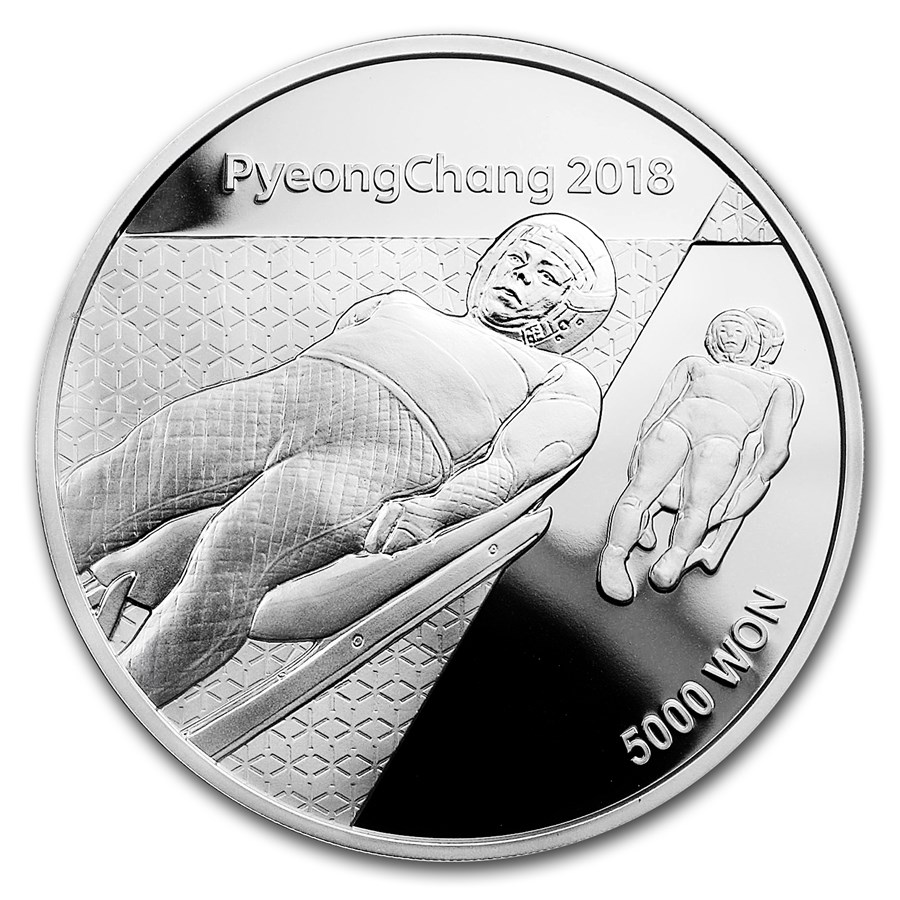 2018 1/2 oz Silver PyeongChang Winter Olympic Luge Proof
