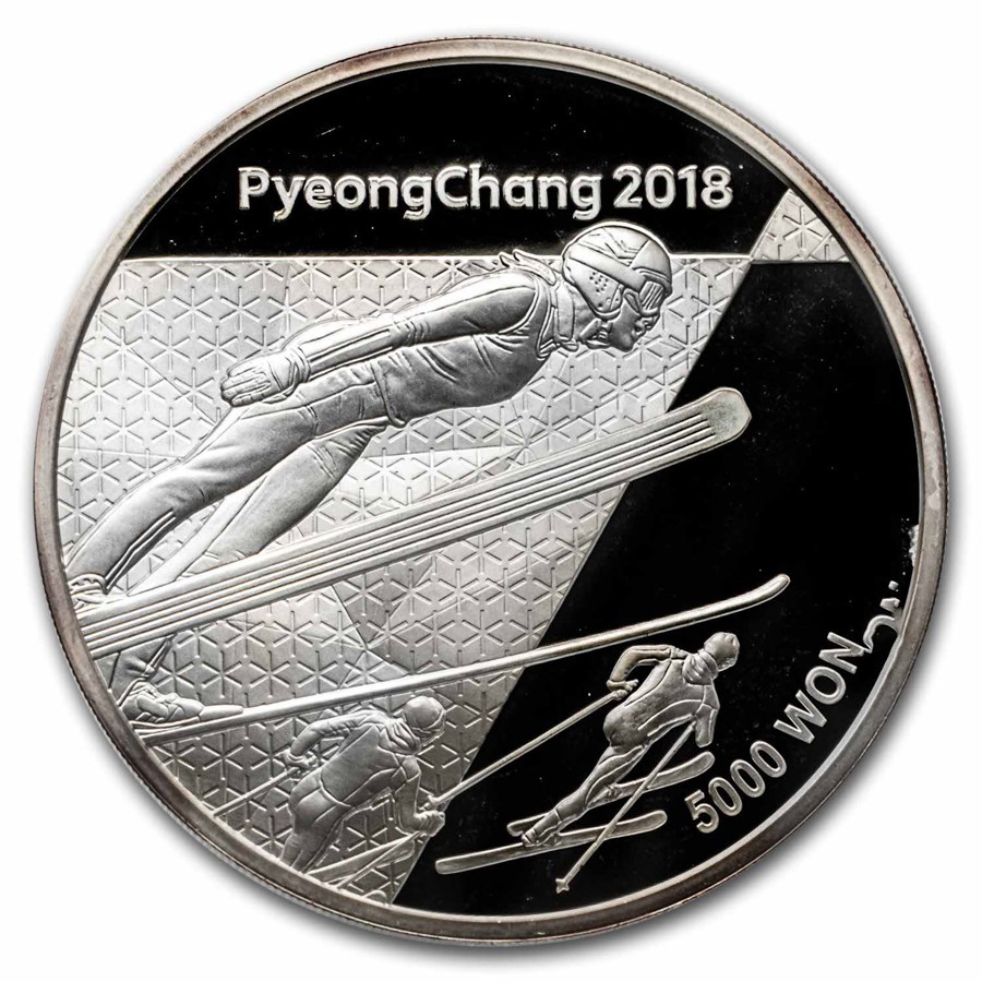 2018 1/2 oz Silver PyeongChang Winter Olympic Nordic Combined Prf