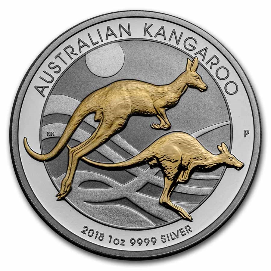 Buy 2018 Australia 1 oz PF Silver Kangaroo Guilded (Box & COA) | APMEX