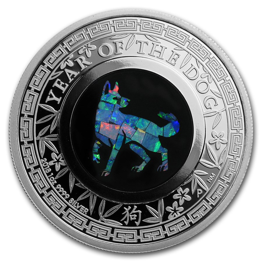 Buy 2018 Australia 1 oz Silver Opal Lunar Dog Proof | APMEX