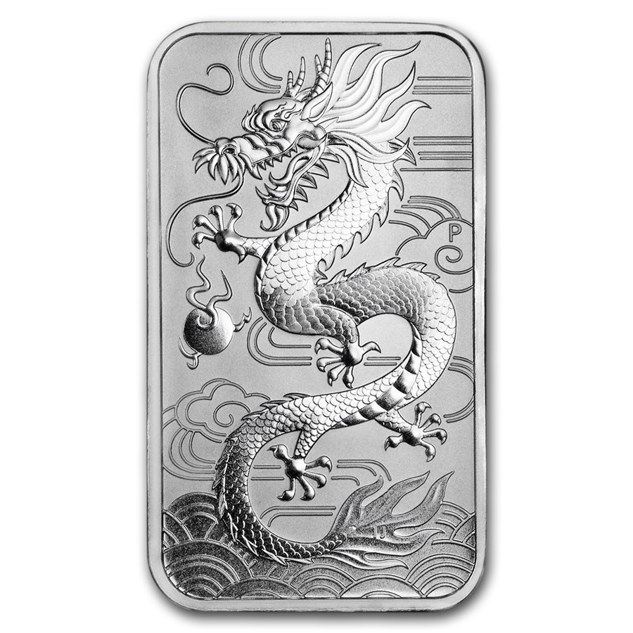 2018 Australia 1 oz Silver Rectangular Dragon BU