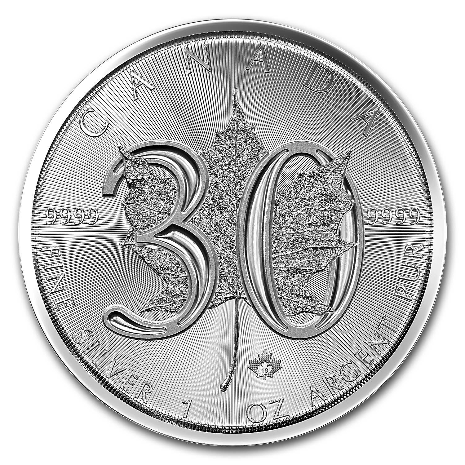 Buy 2018 Canada 1 oz Silver Maple Leaf 30th Anniversary BU | APMEX