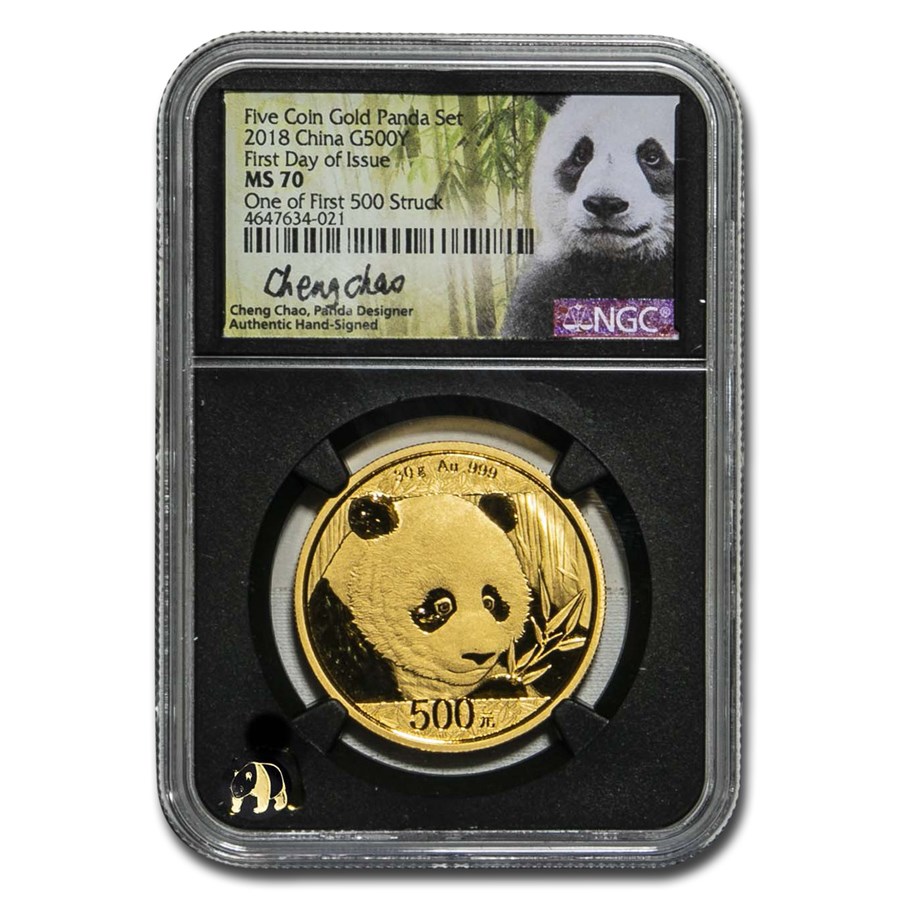 2018 China 5-Coin Gold Panda Set MS-70 NGC (FDI)