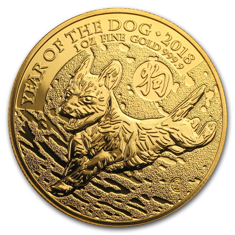 2018 Great Britain 1 oz Gold Year of the Dog BU