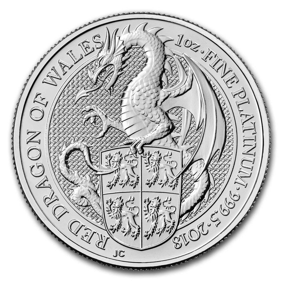 2018 Great Britain 1 oz Platinum Queen's Beasts The Dragon