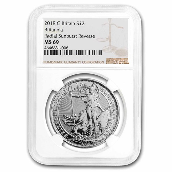 Buy 2018 Great Britain 1 oz Silver Britannia MS-69 NGC | APMEX